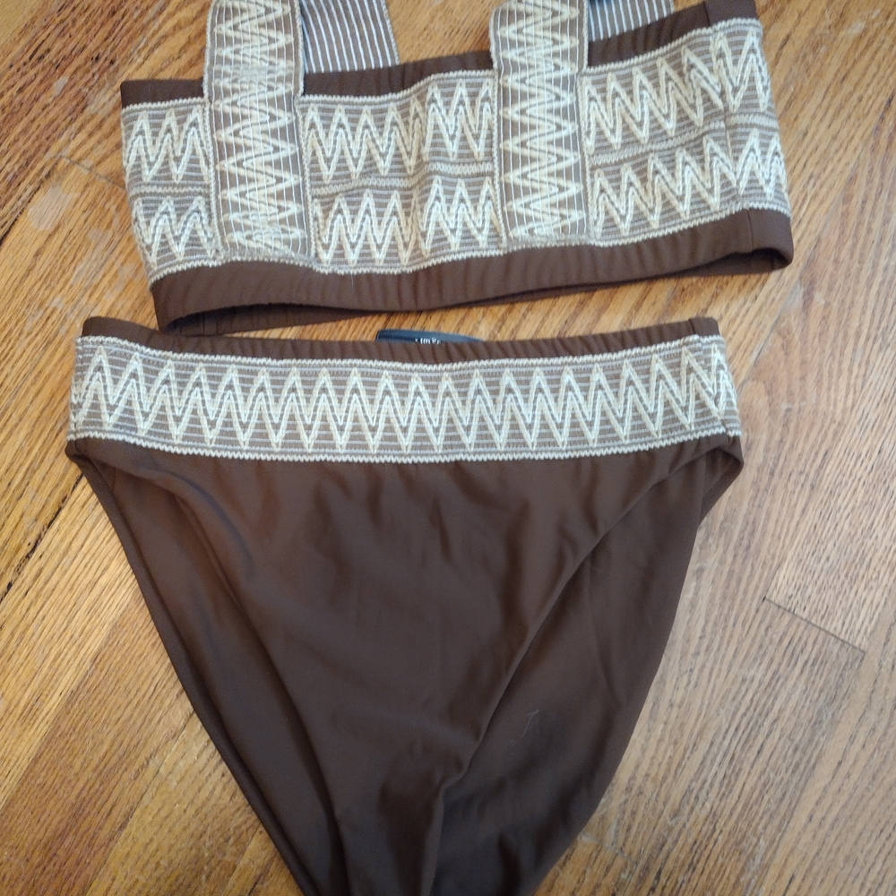 Chic Brown Geometric Bikini Set